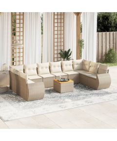 vidaXL vidaXL 11-cz. zestaw mebli ogrodowych z poduszkami, beżowy, polirattan Dārza mēbeļu komplekti