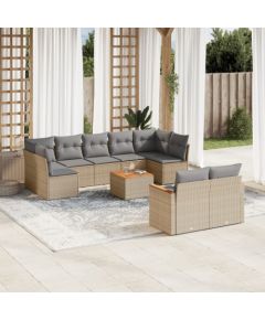 vidaXL vidaXL 10-cz. zestaw mebli ogrodowych z poduszkami, mieszany beż Dārza mēbeļu komplekti