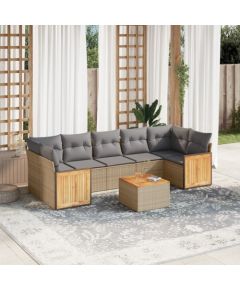 vidaXL vidaXL 8-cz. zestaw mebli ogrodowych z poduszkami, beżowy, polirattan Dārza mēbeļu komplekti