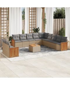 vidaXL vidaXL 12-cz. zestaw mebli ogrodowych z poduszkami, beżowy, polirattan Dārza mēbeļu komplekti