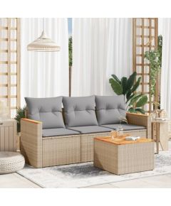 vidaXL vidaXL 4-cz. zestaw mebli ogrodowych z poduszkami, beżowy, polirattan Dārza mēbeļu komplekti