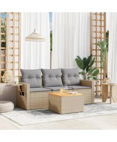 vidaXL vidaXL 4-cz. zestaw mebli ogrodowych z poduszkami, mieszany beż Dārza mēbeļu komplekti