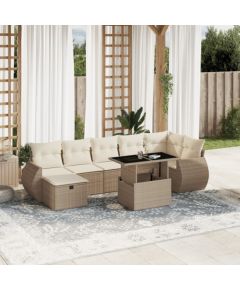 vidaXL vidaXL 8-cz. zestaw mebli ogrodowych z poduszkami, beżowy, polirattan Dārza mēbeļu komplekti