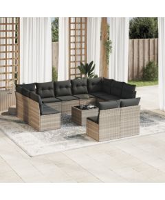 vidaXL VidaXL 12-cz. zestaw mebli ogrodowych, z poduszkami, jasnoszary Dārza mēbeļu komplekti