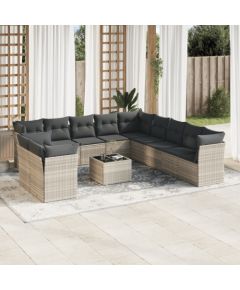 vidaXL VidaXL 12-cz. zestaw mebli ogrodowych, z poduszkami, jasnoszary Dārza mēbeļu komplekti