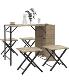 vidaXL 5-cz. zestaw mebli ogrodowych, składany, beżowy, polirattan Dārza mēbeļu komplekti