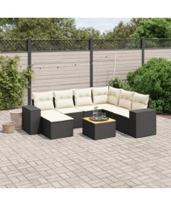 vidaXL 8-cz. zestaw wypoczynkowy do ogrodu, z poduszkami, czarny Dārza mēbeļu komplekti