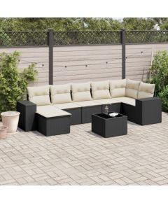 vidaXL 8-cz. zestaw wypoczynkowy do ogrodu, z poduszkami, czarny Dārza mēbeļu komplekti