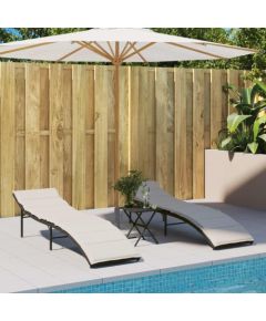 vidaXL Leżaki z poduszkami, 2 szt., czarne, polirattan Шезлонги и пляжные стулья