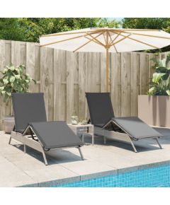 vidaXL Leżaki z poduszkami, 2 szt., jasnoszare, polirattan Шезлонги и пляжные стулья