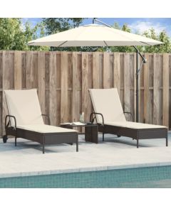 vidaXL Leżaki z poduszkami, 2 szt., czarne, polirattan Шезлонги и пляжные стулья