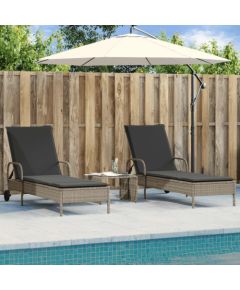 vidaXL Leżaki z poduszkami, 2 szt., jasnoszare, polirattan Шезлонги и пляжные стулья