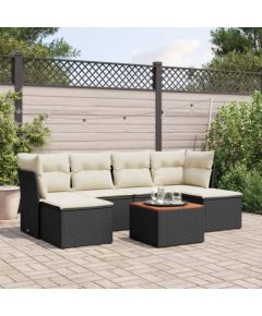 vidaXL 7-cz. zestaw wypoczynkowy do ogrodu, z poduszkami, czarny Dārza mēbeļu komplekti