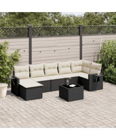 vidaXL 8-cz. zestaw wypoczynkowy do ogrodu, z poduszkami, czarny Dārza mēbeļu komplekti