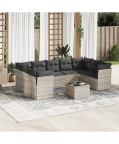 vidaXL 10-cz. zestaw wypoczynkowy do ogrodu, z poduszkami, jasnoszary Dārza mēbeļu komplekti