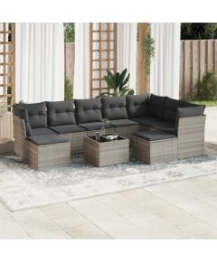 vidaXL 10-cz. zestaw wypoczynkowy do ogrodu, z poduszkami, jasnoszary Dārza mēbeļu komplekti