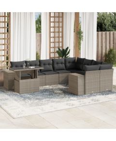 vidaXL 10-cz. zestaw wypoczynkowy do ogrodu, z poduszkami, jasnoszary Dārza mēbeļu komplekti