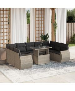 vidaXL 10-cz. zestaw wypoczynkowy do ogrodu, z poduszkami, jasnoszary Dārza mēbeļu komplekti