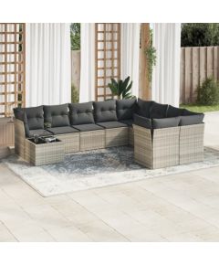 vidaXL 10-cz. zestaw wypoczynkowy do ogrodu, z poduszkami, jasnoszary Dārza mēbeļu komplekti