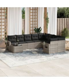 vidaXL 10-cz. zestaw wypoczynkowy do ogrodu, z poduszkami, jasnoszary Dārza mēbeļu komplekti