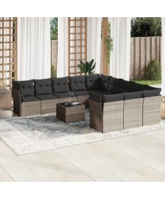 vidaXL 12-cz. zestaw mebli ogrodowych, z poduszkami, jasnoszary Dārza mēbeļu komplekti