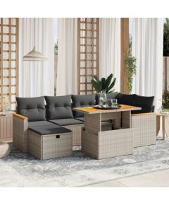 vidaXL vidaXL 7-cz. zestaw wypoczynkowy do ogrodu, z poduszkami, szary Dārza mēbeļu komplekti