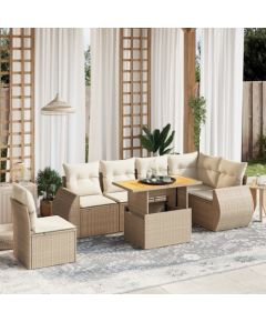 vidaXL vidaXL 7-cz. zestaw wypoczynkowy do ogrodu, z poduszkami, beżowy Dārza mēbeļu komplekti