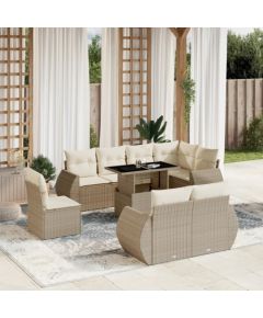 vidaXL vidaXL 9-cz. zestaw mebli ogrodowych z poduszkami, beżowy, polirattan Dārza mēbeļu komplekti