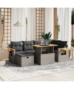 vidaXL 7-cz. zestaw wypoczynkowy do ogrodu, z poduszkami, szary Dārza mēbeļu komplekti