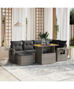 vidaXL 7-cz. zestaw wypoczynkowy do ogrodu, z poduszkami, szary Dārza mēbeļu komplekti