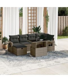 vidaXL 7-cz. zestaw wypoczynkowy do ogrodu, z poduszkami, szary Dārza mēbeļu komplekti