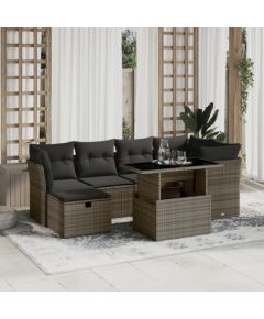 vidaXL 7-cz. zestaw wypoczynkowy do ogrodu, z poduszkami, szary Dārza mēbeļu komplekti