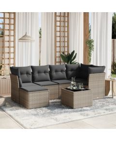 vidaXL 7-cz. zestaw wypoczynkowy do ogrodu, z poduszkami, szary Dārza mēbeļu komplekti