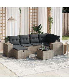 vidaXL 7-cz. zestaw wypoczynkowy do ogrodu, z poduszkami, szary Dārza mēbeļu komplekti