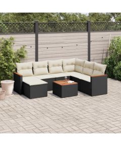 vidaXL 8-cz. zestaw wypoczynkowy do ogrodu, z poduszkami, czarny Dārza mēbeļu komplekti