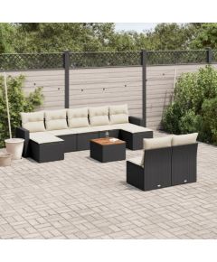 vidaXL 10-cz. zestaw wypoczynkowy do ogrodu, z poduszkami, czarny Dārza mēbeļu komplekti