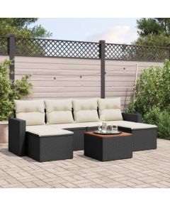 vidaXL 7-cz. zestaw wypoczynkowy do ogrodu, z poduszkami, czarny Dārza mēbeļu komplekti