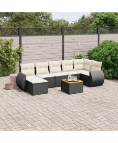 vidaXL 8-cz. zestaw wypoczynkowy do ogrodu, z poduszkami, czarny Dārza mēbeļu komplekti