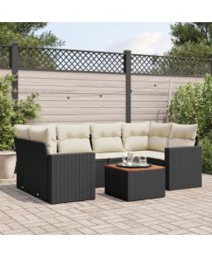 vidaXL 7-cz. zestaw wypoczynkowy do ogrodu, z poduszkami, czarny Dārza mēbeļu komplekti