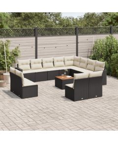 vidaXL 13-cz. zestaw mebli do ogrodu, poduszki, czarny, rattan PE Dārza mēbeļu komplekti