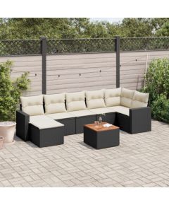 vidaXL 8-cz. zestaw wypoczynkowy do ogrodu, z poduszkami, czarny Dārza mēbeļu komplekti