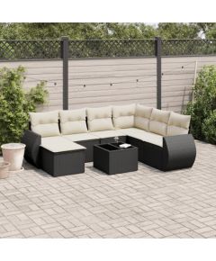 vidaXL 8-cz. zestaw wypoczynkowy do ogrodu, z poduszkami, czarny Dārza mēbeļu komplekti