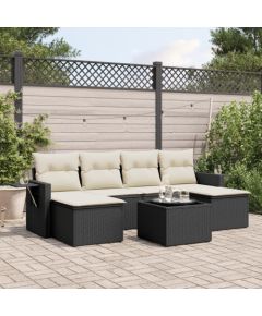 vidaXL 7-cz. zestaw wypoczynkowy do ogrodu, z poduszkami, czarny Dārza mēbeļu komplekti