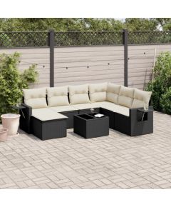 vidaXL 8-cz. zestaw wypoczynkowy do ogrodu, z poduszkami, czarny Dārza mēbeļu komplekti