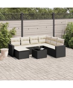 vidaXL 8-cz. zestaw wypoczynkowy do ogrodu, z poduszkami, czarny Dārza mēbeļu komplekti