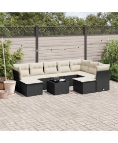 vidaXL 10-cz. zestaw wypoczynkowy do ogrodu, poduszki czarny rattan PE Dārza mēbeļu komplekti