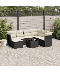 vidaXL 8-cz. zestaw wypoczynkowy do ogrodu, z poduszkami, czarny Dārza mēbeļu komplekti