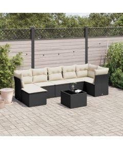 vidaXL 8-cz. zestaw wypoczynkowy do ogrodu, z poduszkami, czarny Dārza mēbeļu komplekti