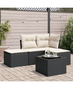 vidaXL 5-cz. zestaw wypoczynkowy do ogrodu, poduszki, czarny rattan PE Dārza mēbeļu komplekti