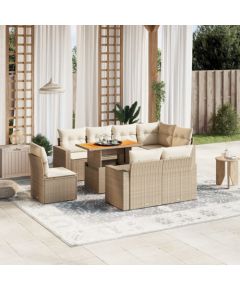 vidaXL vidaXL 9-cz. zestaw mebli ogrodowych z poduszkami, beżowy, polirattan Dārza mēbeļu komplekti